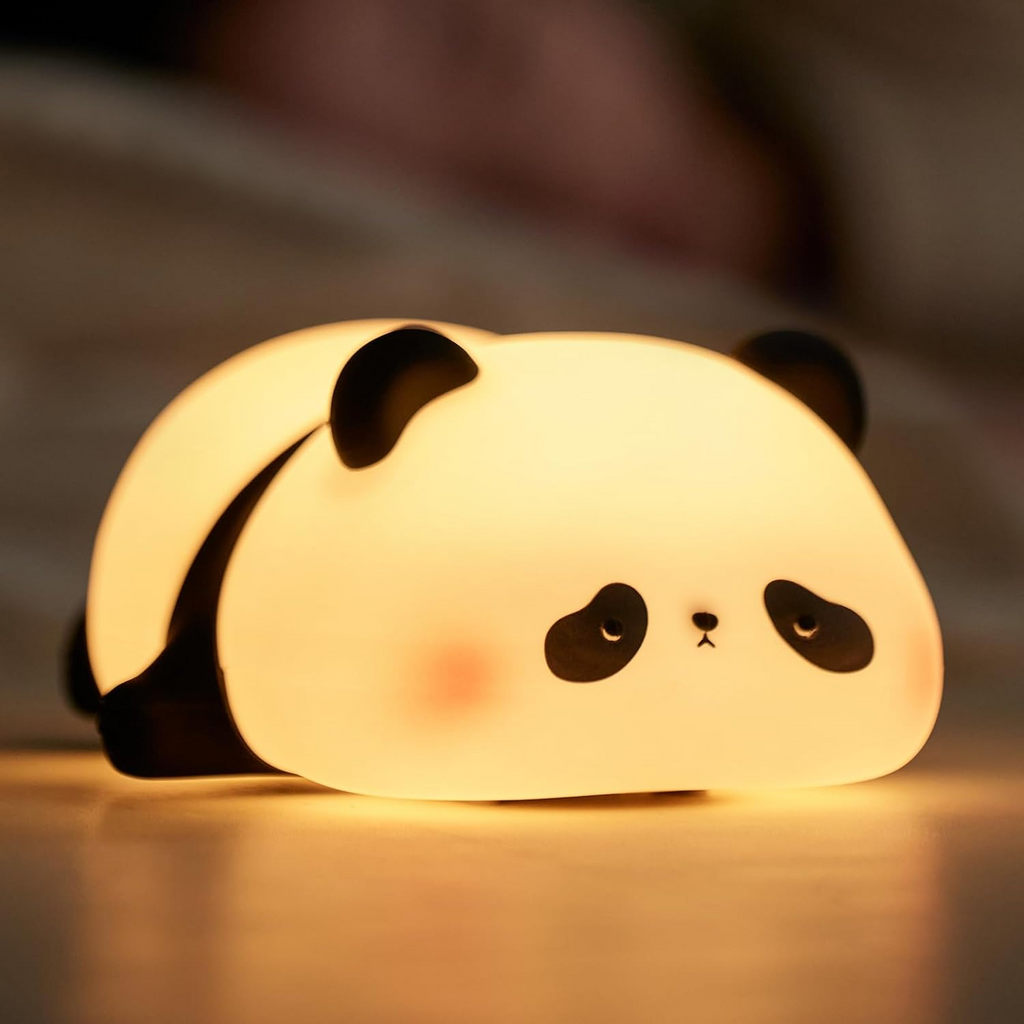 Cute Panda Silicone Night Light – USB Rechargeable Touch Control LED Bedside Lamp for Kids & Baby Room