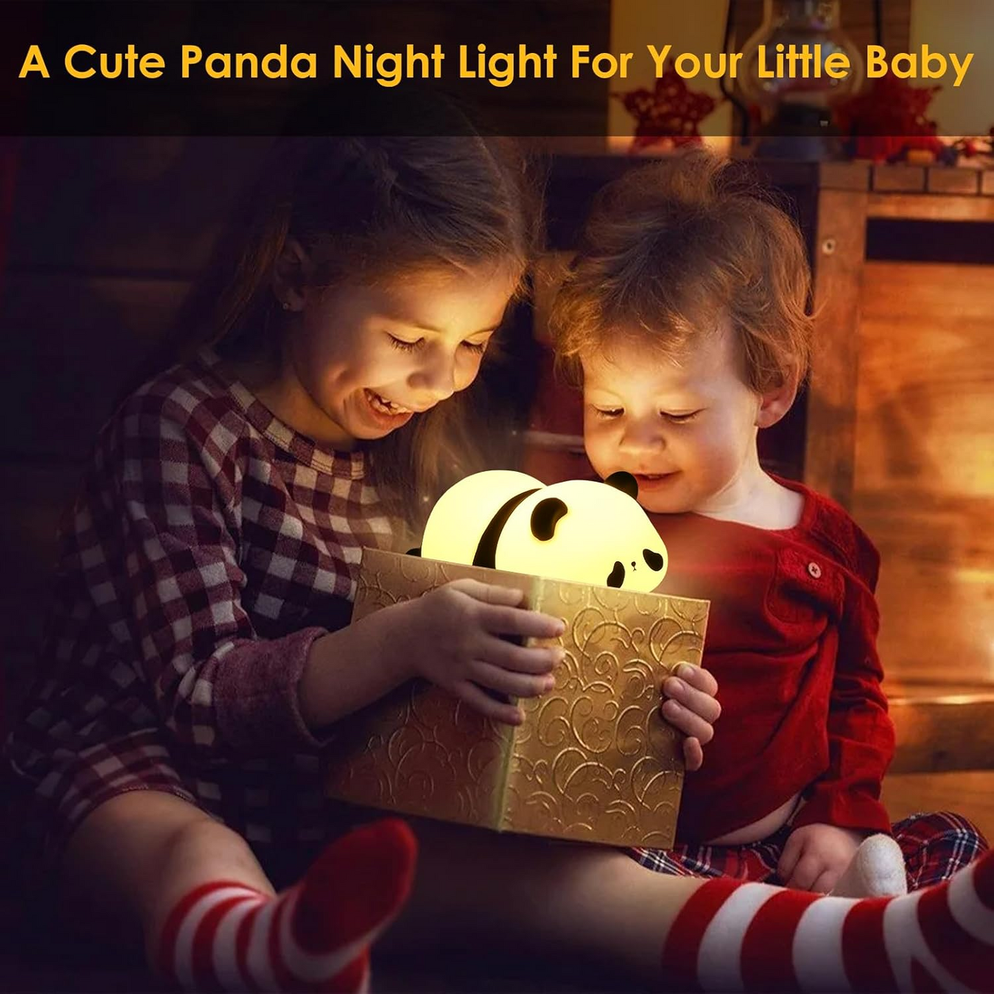 Cute Panda Silicone Night Light – USB Rechargeable Touch Control LED Bedside Lamp for Kids & Baby Room