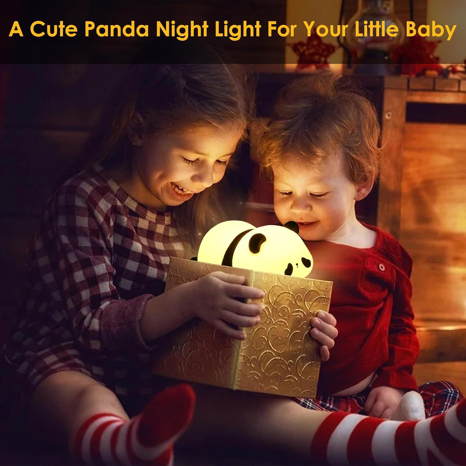 Cute Panda Silicone Night Light – USB Rechargeable Touch Control LED Bedside Lamp for Kids & Baby Room