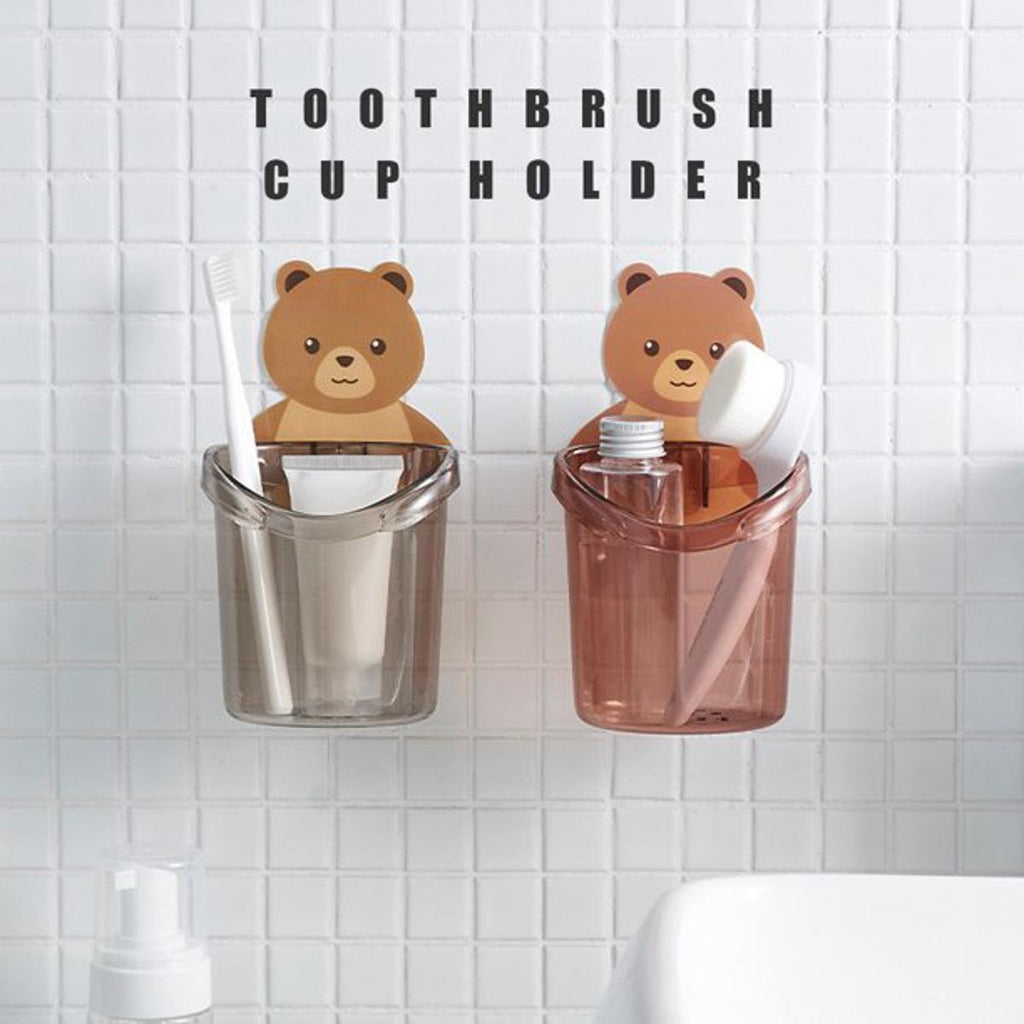 Cute Wall Mounted Cartoon Toothbrush Holder Cup – Adhesive