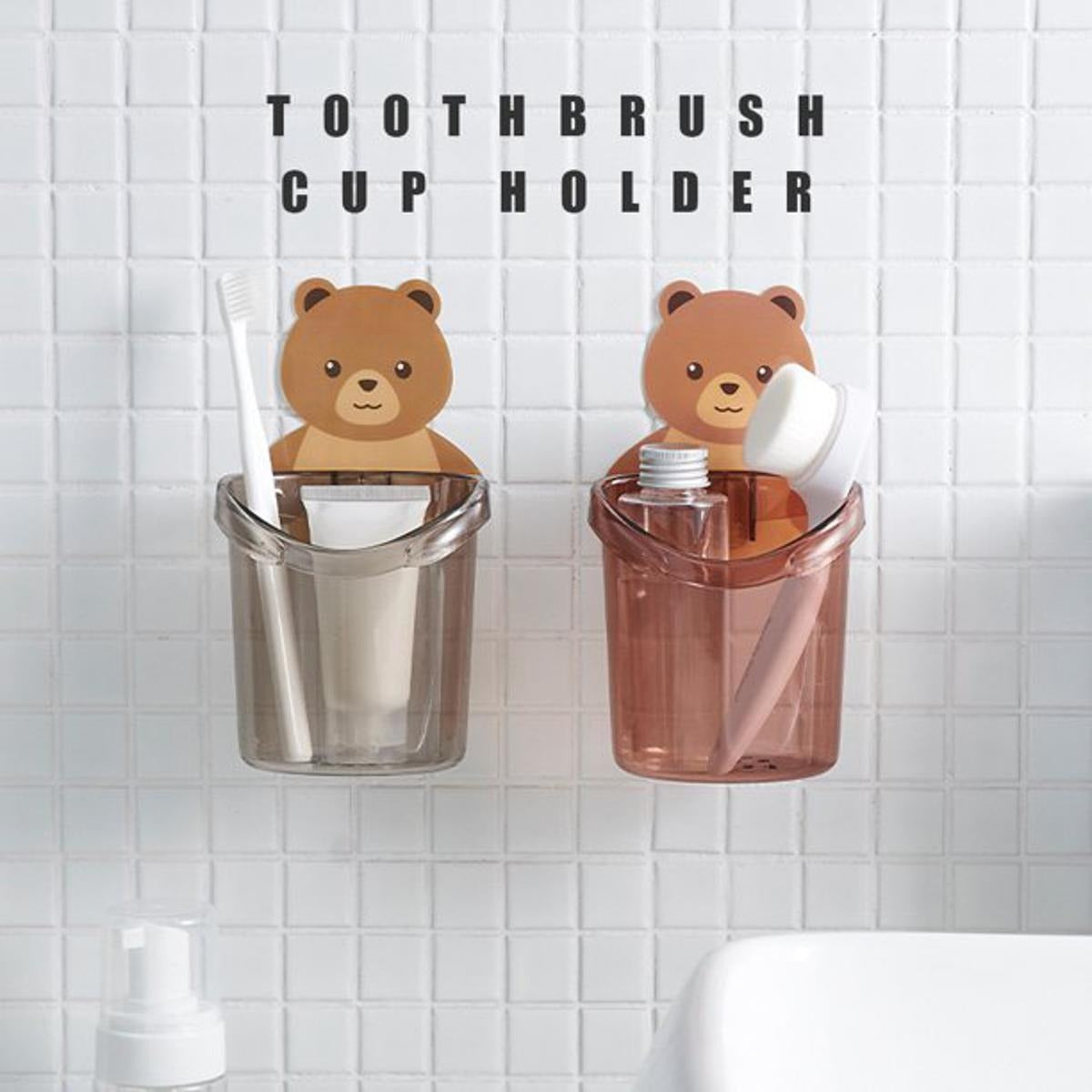 Cute Wall Mounted Cartoon Toothbrush Holder Cup – Adhesive