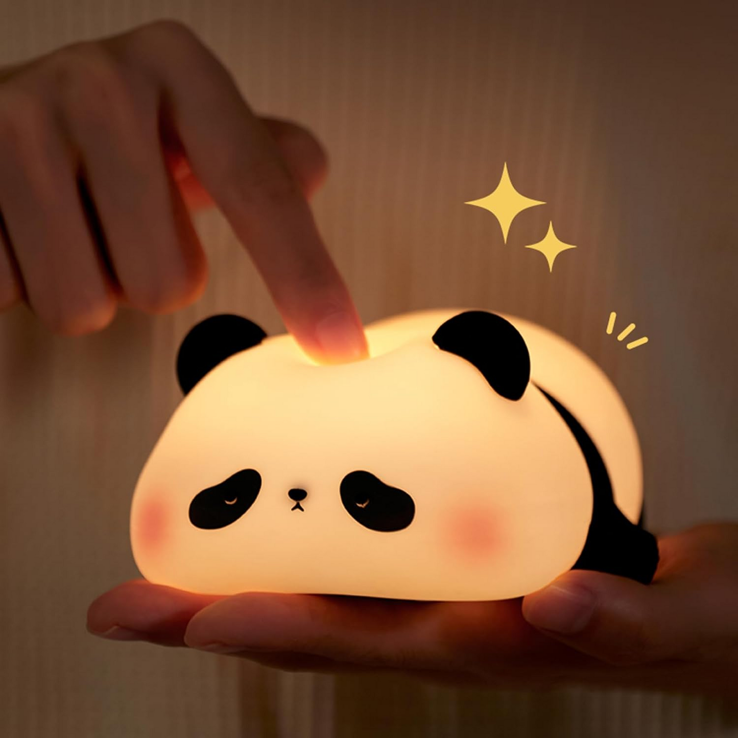 Cute Panda Silicone Night Light – USB Rechargeable Touch Control LED Bedside Lamp for Kids & Baby Room