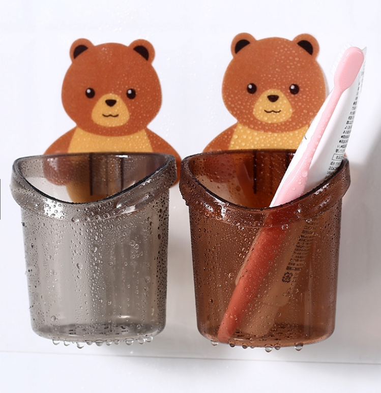 Cute Wall Mounted Cartoon Toothbrush Holder Cup – Adhesive