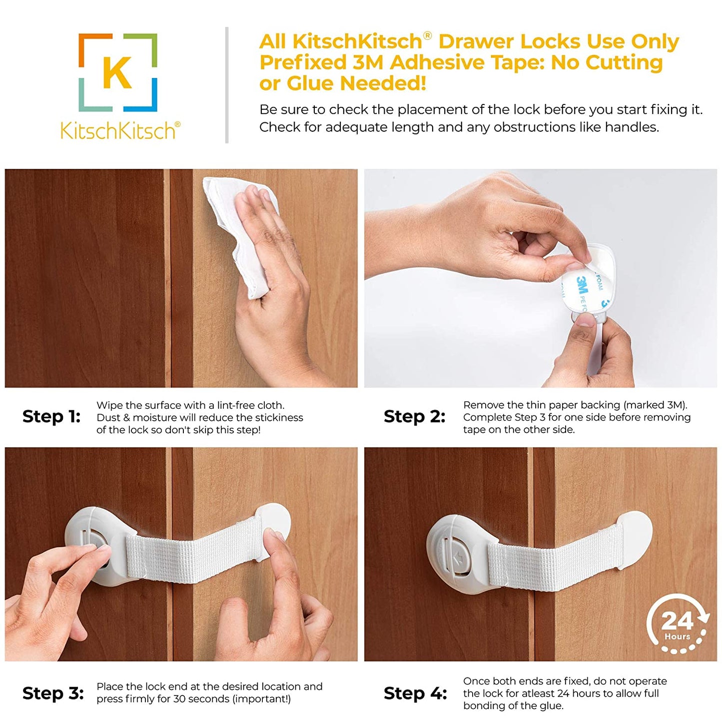 Pack of 5 Baby Safety Locks – Child Proof Cabinet, Drawer, Fridge & Cupboard Locks