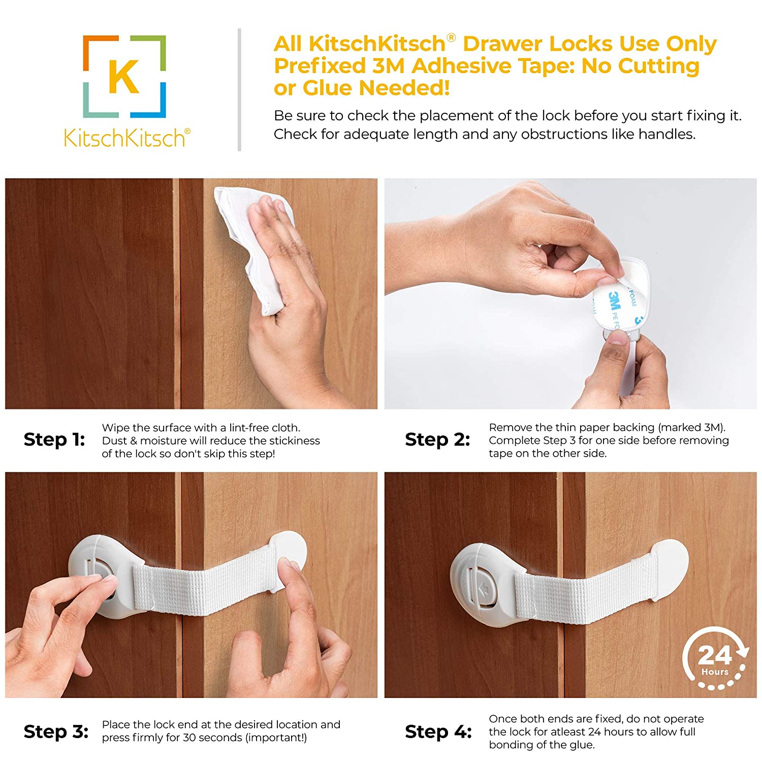 Pack of 5 Baby Safety Locks – Child Proof Cabinet, Drawer, Fridge & Cupboard Locks