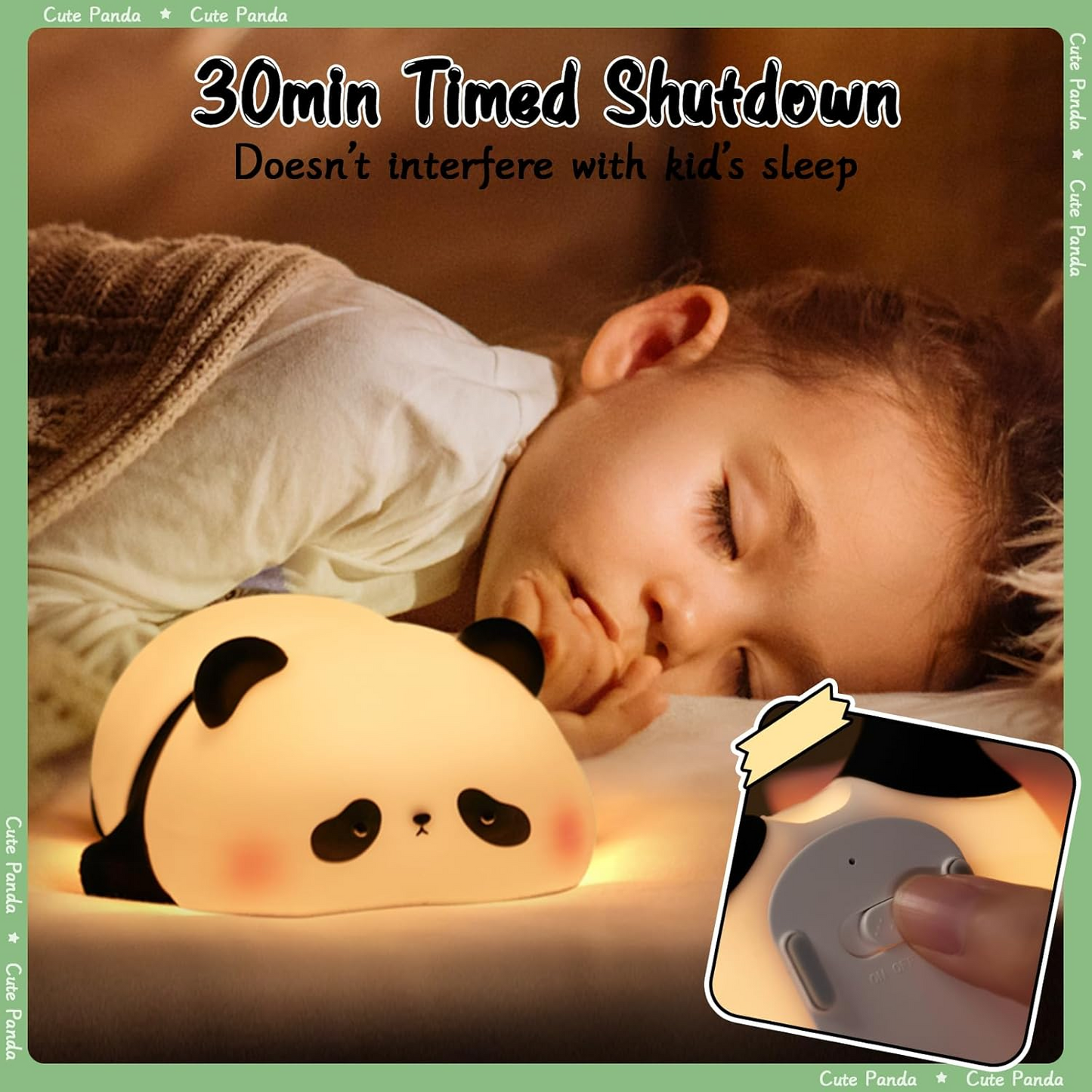 Cute Panda Silicone Night Light – USB Rechargeable Touch Control LED Bedside Lamp for Kids & Baby Room