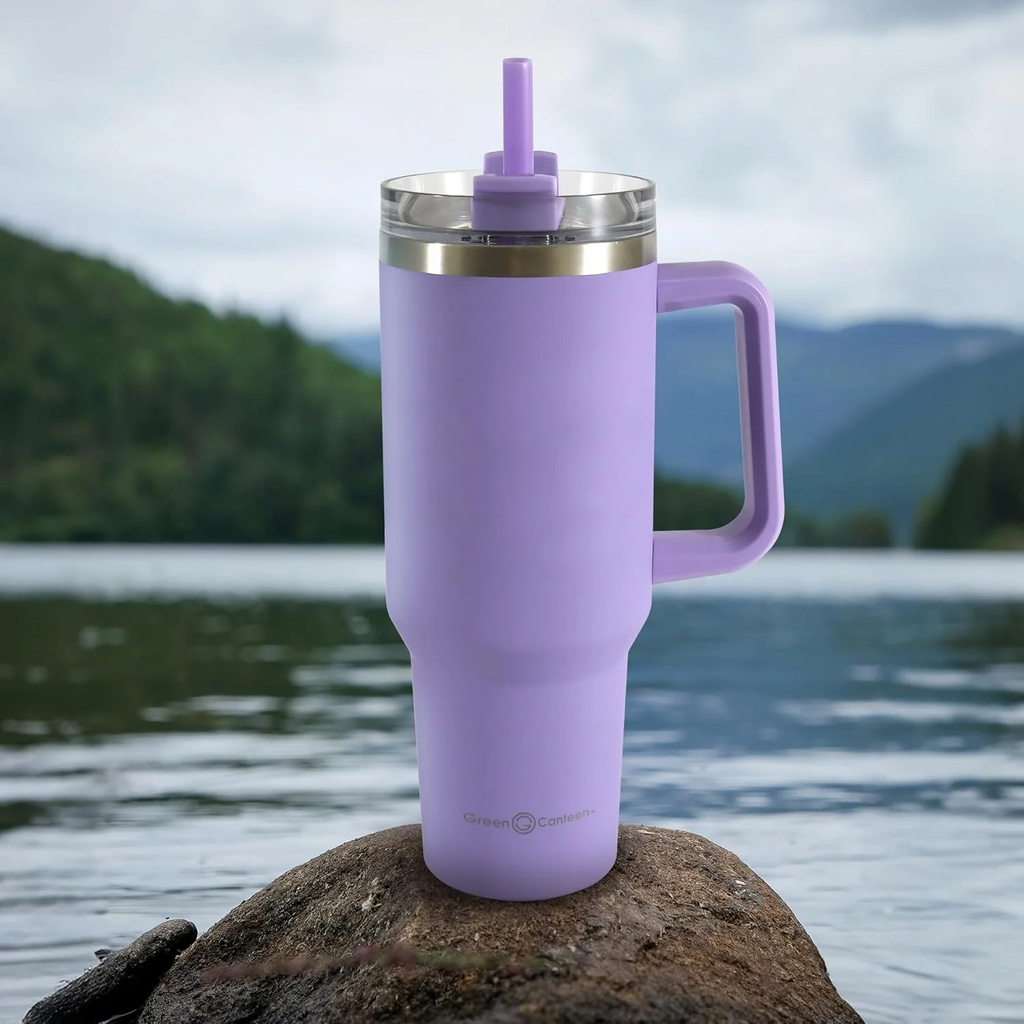 Stainless Steel Tumbler with Handle, Lid & Straw – Double-Wall Vacuum Insulated Travel Mug for Hot & Cold Drinks | Leak-Proof Coffee Cup