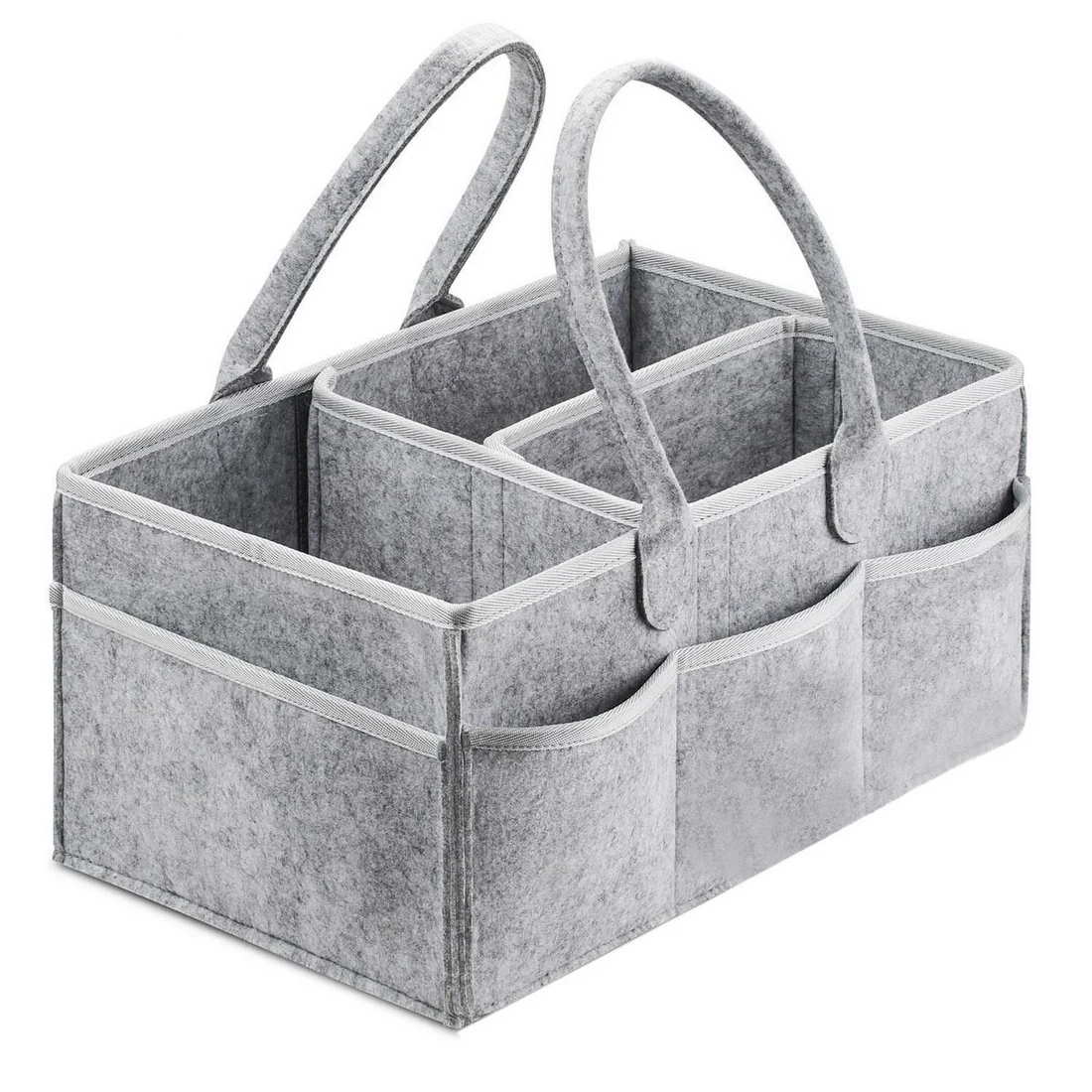 Baby Diaper Caddy Organizer – Foldable Felt Nursery Storage Basket with Multiple Pockets for Diapers, Wipes & Baby Essentials