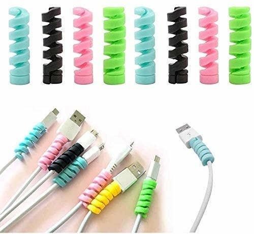 4PCS Spiral Silicone Cable Protectors – Flexible Charger Cable Saver & Cord Protection Set