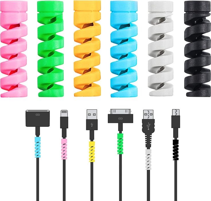 4PCS Spiral Silicone Cable Protectors – Flexible Charger Cable Saver & Cord Protection Set